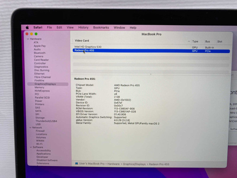 2016 Macbook Pro 15-inch TouchBar with Intel i7 CPU 16GB RAM & 500GB Storage  -