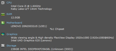 Working Lenovo T490 14\\" FHD Laptop i5-8265U CPU 12GB RAM 256GB SSD =