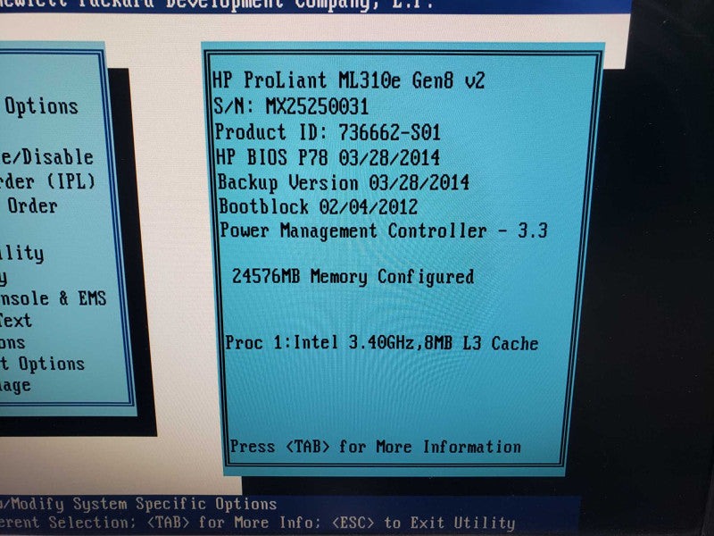 HP Proliant ML310e Gen8 v2 Xeon E3-1240 v3 @ 3.40 GHz 24 GB RAM 2x PSU *READ* )