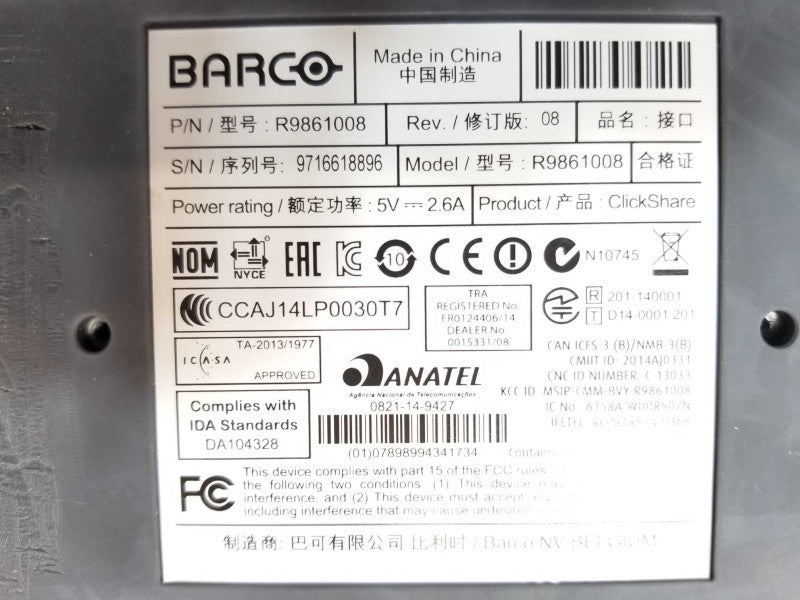 Barco ClickShare Wireless Presentation System R9861008, w/ 1x Antenna _