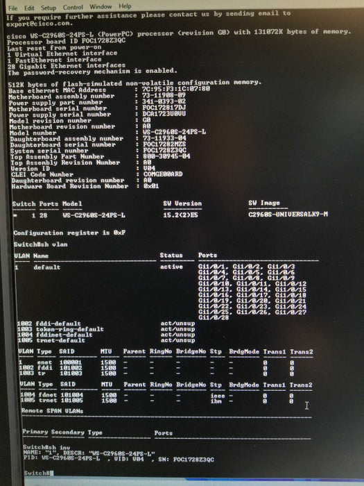 Cisco WS-C2960S-24PS-L 24Port Gigabit PoE Ethernet Switch  _