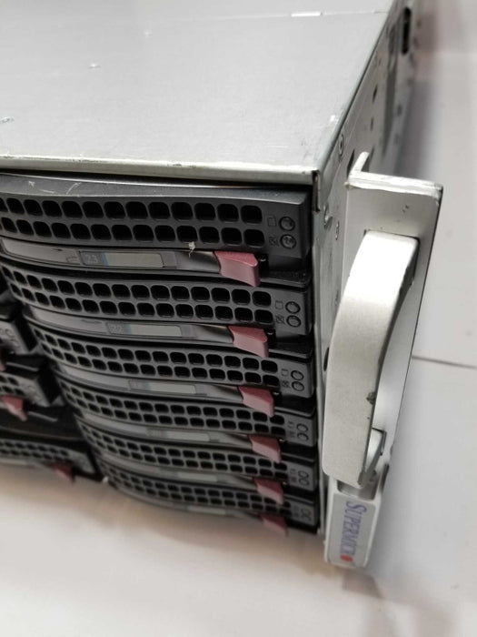 Supermicro CSE-PTJBOD-CB2 4U Storage 45x 3.5 Bays w/ 18x HDD Caddies, Read _