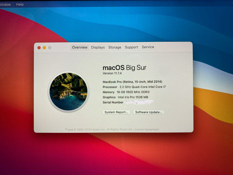 Mid 2014 MacBook Pro Retina 15-inch Intel Core i7 CPU 16GB RAM & 500GB READ  -