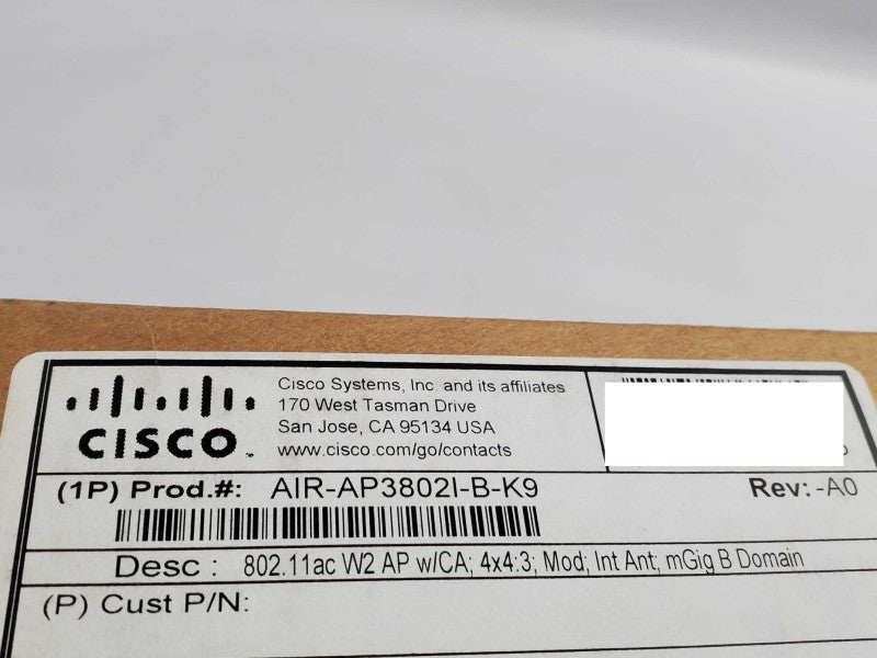 Cisco AIR-AP3802I-B-K9 Aironet  Wireless Access Point 2.4GHz/5GHz, NEW, QTY ~