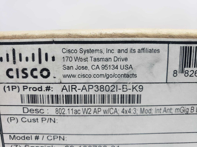 Cisco Aironet AIR-AP3802I-B-K9 802.11ac Dual Band Access Point  )