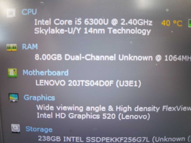 Lenovo Thinkpad T470S i5-6300U @ 2.40ghz / 8gb ram / 256gb ssd  #