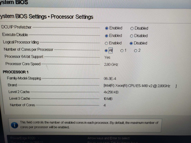 Dell PowerEdge R320 1X Xeon E5-1410 v2 @ 2.80GHz 8 GB RAM 2x 350W PSU )