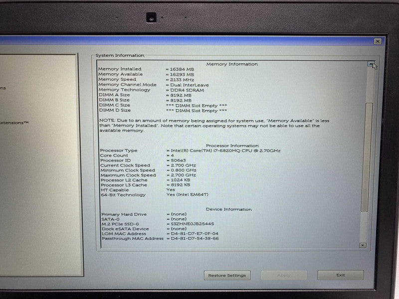 15\\" Dell Precision 7510 with Intel i7-6820HQ CPU 16GB RAM & 512GB SSD Storage  -