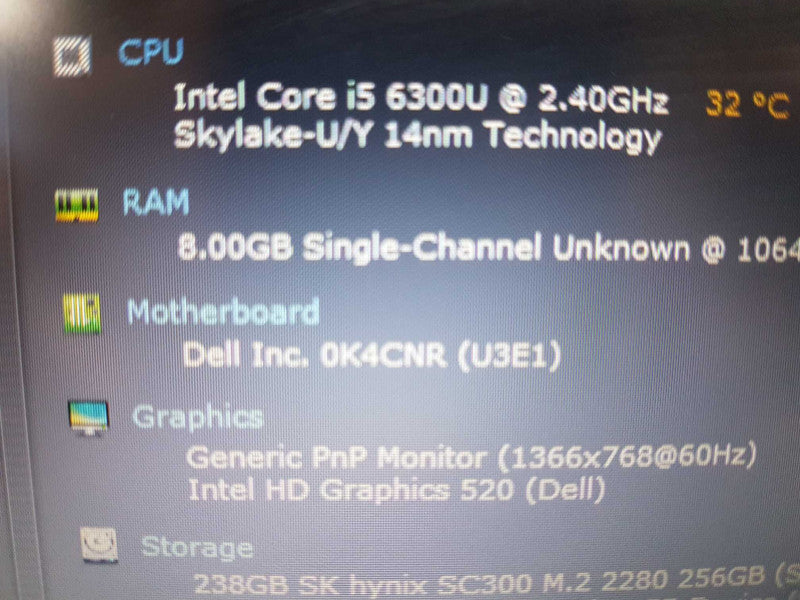 Dell lattitude E7270 i5-6300U @ 2.40ghz / 8gb ram / 256gb ssd / 12\\" #