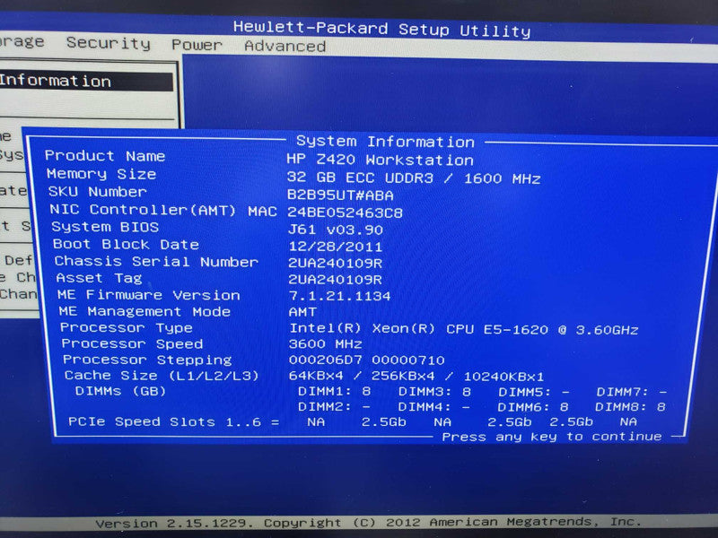 HP Z420 Workstation 1x Xeon E5-1620 @ 3.60GHz 32 GB RAM NVS 300 GPU *READ* )