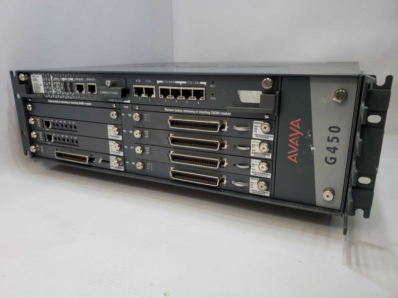 Avaya G450 Media Gateway w/ Modules 4x MM717, 1x MM716, 2x MM710B, 2x PSU  (