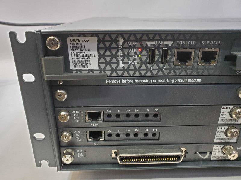 Avaya G450 Media Gateway w/ Modules 4x MM717, 1x MM716, 2x MM710B, 2x PSU  (