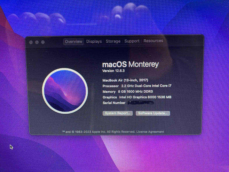 2017 MacBook Air 13-inch with Intel i7 CPU 8GB RAM & 120GB Storage  -