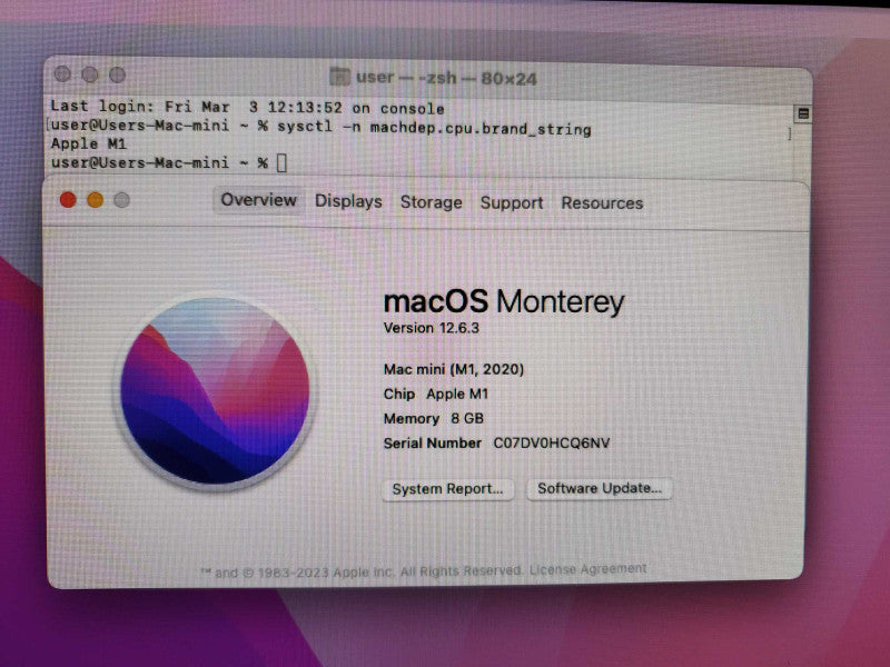 Mac Mini 2020 Chip Apple M1-8 Cores 8GB DDR4 RAM 250GB SSD (