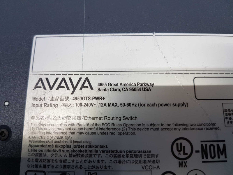 avaya thernet Routing Switch Gigfabit 4950GTS-PWR+ - Factory reset  Q#