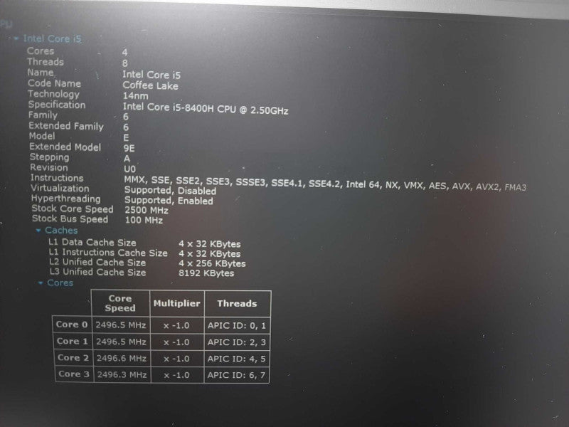 Dell latitude 5491 14\\" i5-8400H @ 2.5GHz 8GB DDR4 256GB NVme $