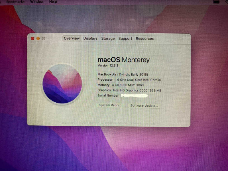 MacBook Air 11-inch Early 2015 with Intel i5 CPU 4GB RAM & 256GB Storage  -