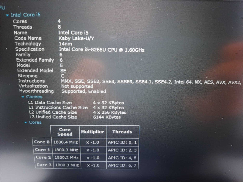 Dell Latitude 5400 14\\" Intel i5-8265U @ 1.6GHz 8GB DDR4 256GB NVme  $