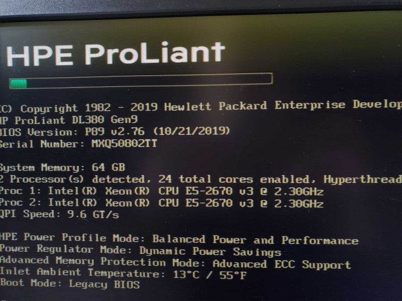 HP Proliant DL380 Gen9 2x Xeon E5-2670(v3) 2.3GHz 12C/64GB, P440ar, No HDDs ~