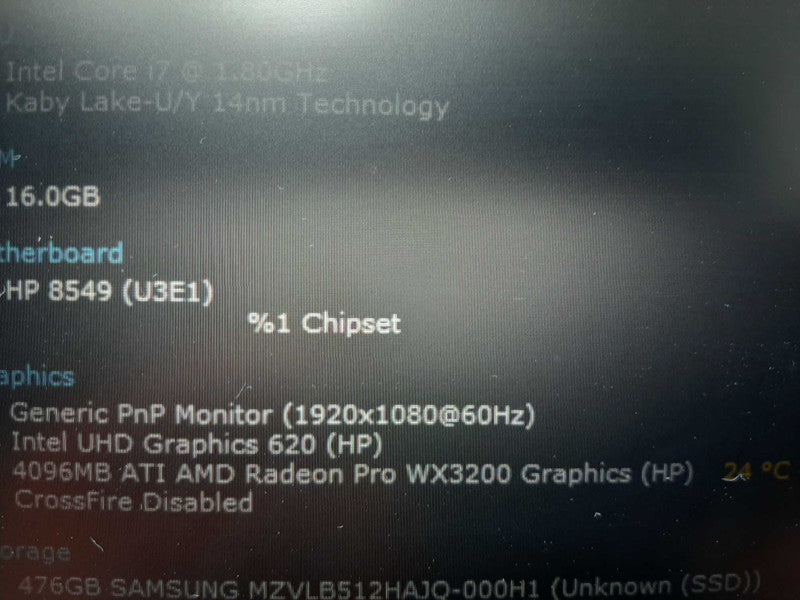 HP ZBook 14u G6 14\\" i7 8565U @ 1.80 GHz 16GB DDR4 WX3200 4GB GPU 500GB SSD  $
