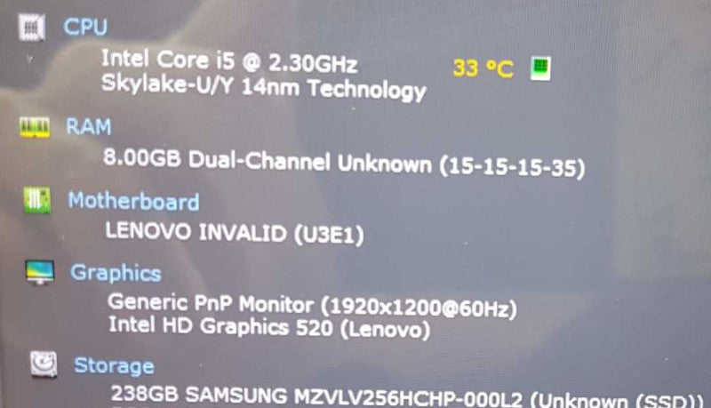 Lenovo 80U1 Tablet i5-6200U @ 2.30ghz / 8gb ram / 256gb ssd / 12.2\\" #
