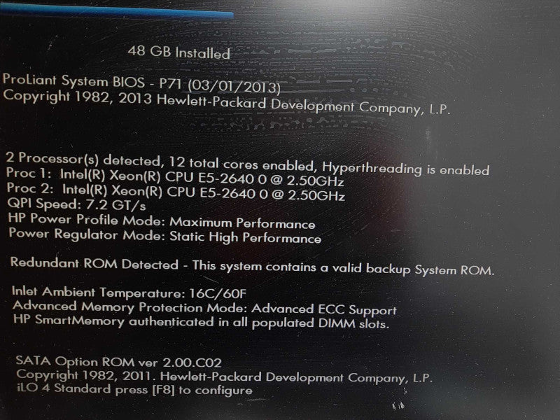 HP ProLiant DL360p Gen8 2x Xeon E5-2640 48GB RAM B420i 2x PSU 2.5\\" READ $