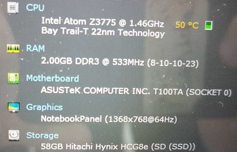 ASUS Transformer Book T100TA Z3775 @ 1.46ghz / 2gb ram / 64gb ssd #
