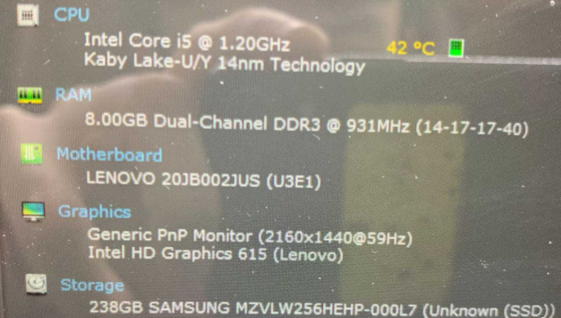 lenovo X1 Tablet i5-6200U @ 1.20ghz / 8gb ram / 256gb ssd #