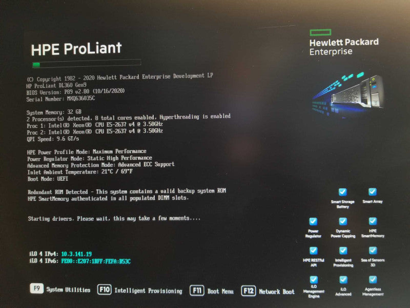 HP ProLiant DL360 Gen9 2x Xeon E5-2637v4 3.5GHz 32GB DDR4 2x PSU P440AR 2.5\\" _