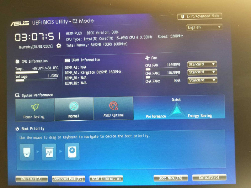 Custom/Asus Tower PC, Core I5-4590 3.3GHz, 8GB DDR3, 2x 500GB HDDs _