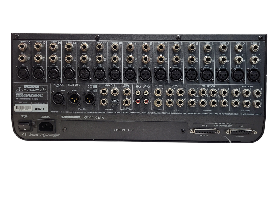 Mackie ONYX 1640 16-Channel Recording Mixer Mixing Console READ $
