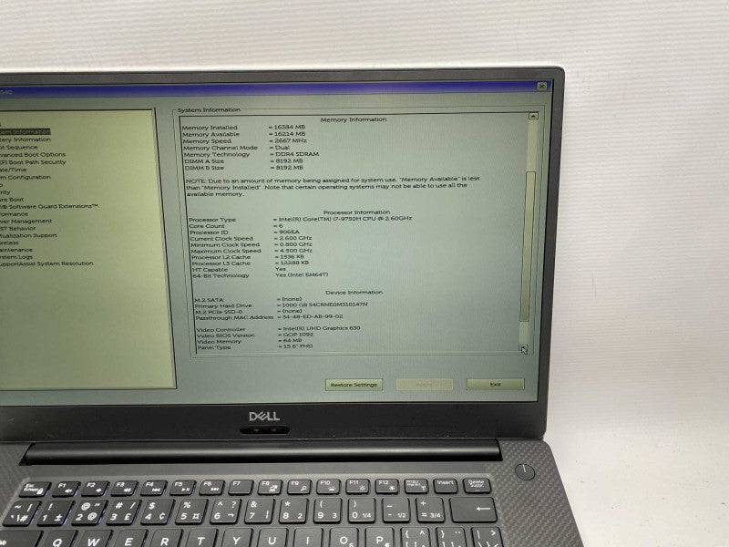 DELL precision 5540 with i7-9750H CPU 16GB RAM & 1TB SSD Storage  -