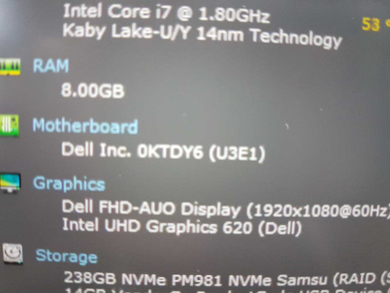 Dell XPS 13 9380 i7-8565U @ 1.80ghz / 8gb ram / 256gb ssd / 13.3\\" #