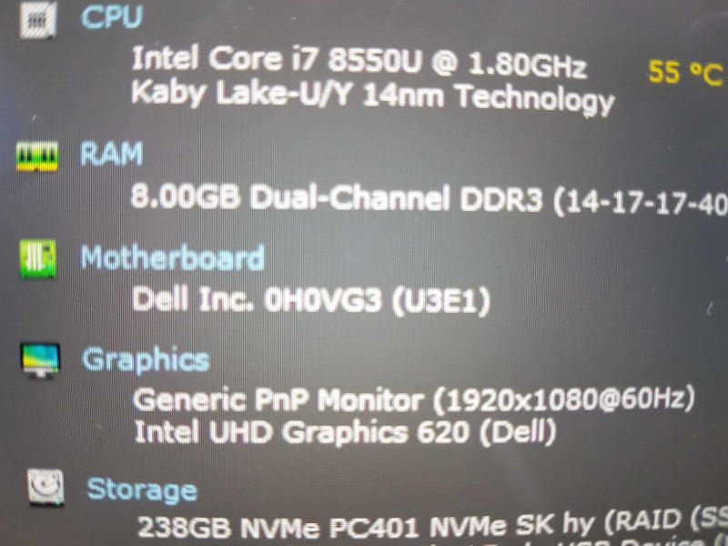 Dell XPS 13 9370 i7-8550U @ 1.80ghz / 8gb ram / 256gb SSD / 13.3\\" READ #