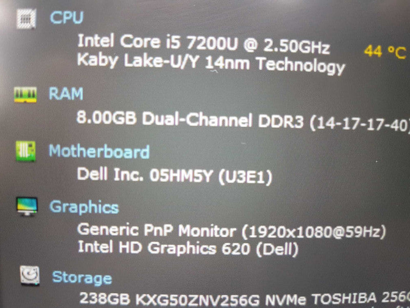 Dell XPS 13 9360 i5-7200U @ 2.50ghz / 8gb ram / 256gb SSD / 13.3\\" / READ #