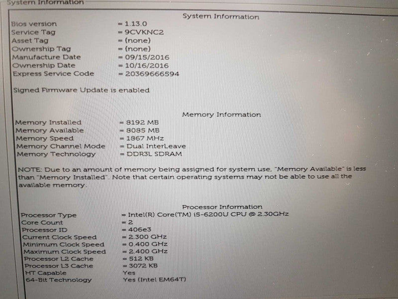 Dell XPS 13 9350 i5-6200U @ 2.30ghz / 8gb ram / 256gb ssd / 13.3\\" #