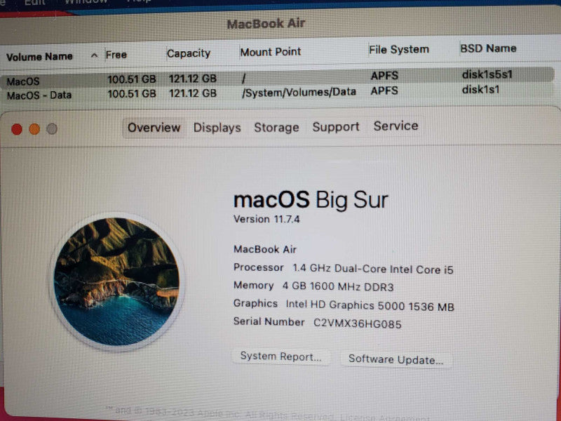 Macbook Air A1466 Early 2014 13.3\\", Core i5 1.4GHz/4GB, 128GB SSD ~