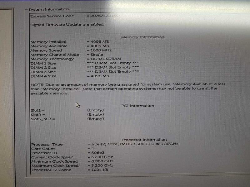 Dell Optiplex 5040 i5-6500 @ 3.20ghz / 4gb ram / READ Q#