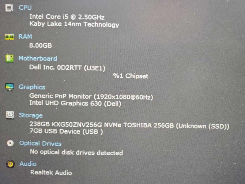Dell Latitude 5401 Core i5-9400H @ 2.5GHz 8GB DDR4 250GB SSD (