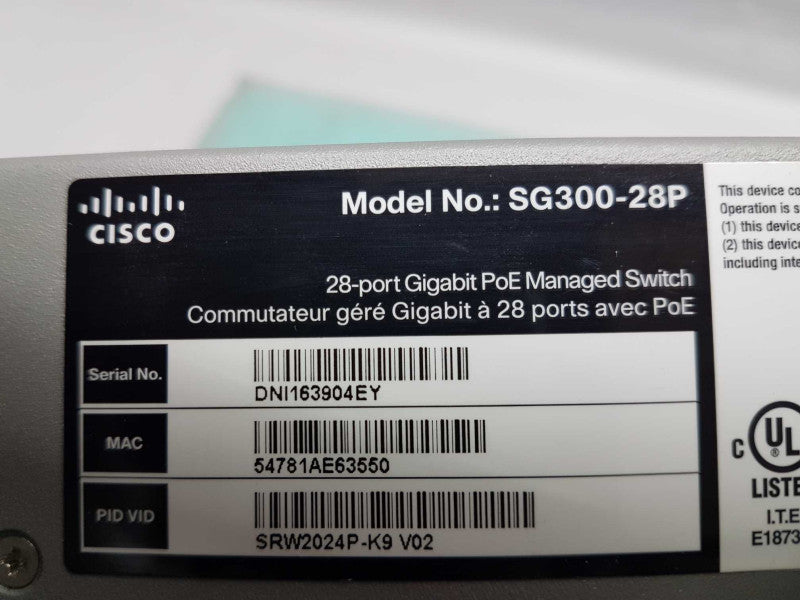 Cisco small business switch SG300-28P gigabit PoE Managed Switch - reset #
