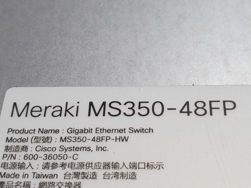 Cisco MS350-48FP-HW Meraki 48-Port Stackable Switch 10G SPF+  UnClaimed ~