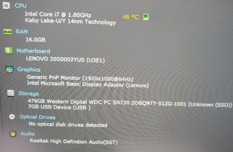 Lenovo ThinkPad T14 Gen 1 Core i7-10510U @ 1.8GHz 16GB DDR4 500GB SSD (