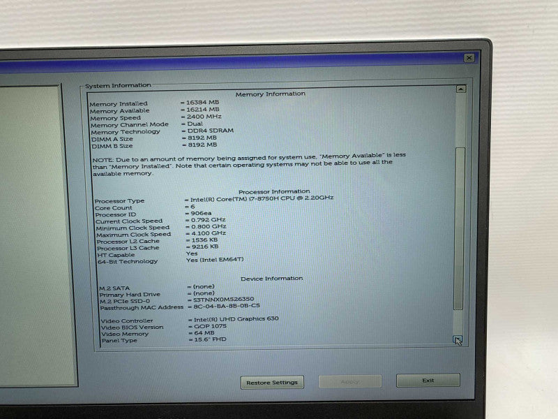 DELL XPS 15 9570 with i7-8750H 16GB RAM 512GB SSD READ -