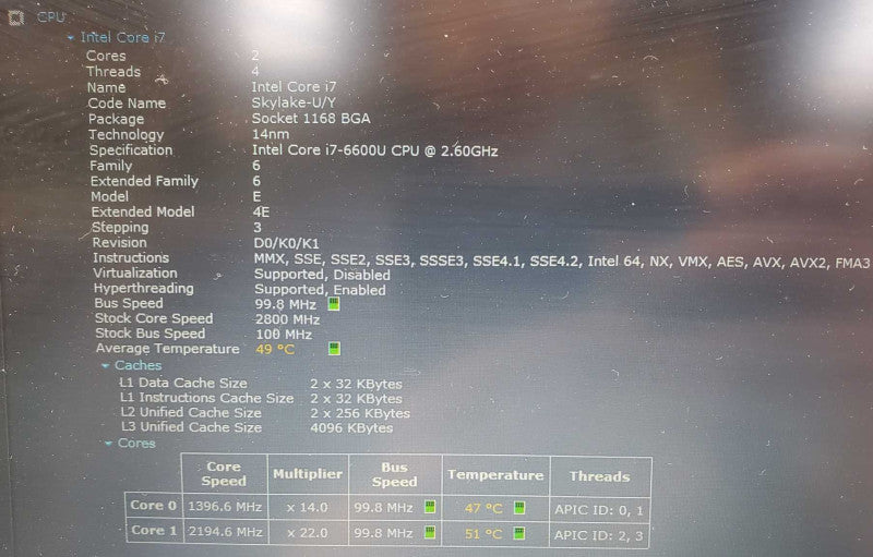 Lenovo ThinkPad x260 Core i7-6600U @ 2.6GHz 8GB DDR3 250GB SSD (