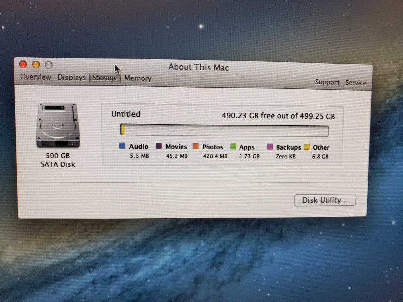 Mac Mini 2012 Core i5-3210M @ 2.5GHz 4GB DDR3 500GB HDD (