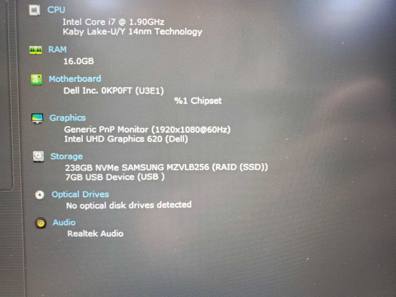 Dell Latitude 7490 i7-8650U @ 1.9GHz 16GB DDR4 250GB SSD (