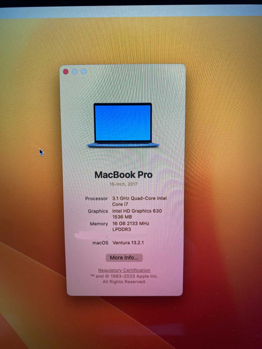 2017 MacBook Pro 15-inch TouchBar with i7 CPU 16GB RAM & 1TB Storage  -