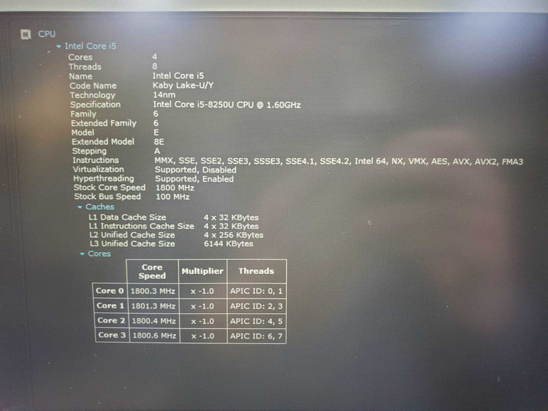 Lenovo ThinkPad E480 Core i5-8250U @ 1.6GHz 16GB DDR4 120GB SSD (