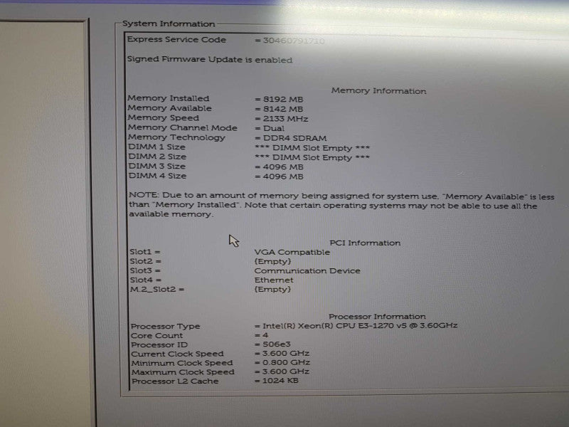 Dell Precision T3620 Xeon E3-1270 V5 @ 3.60ghz / 8gb ram / Quadro M4000 GPU #
