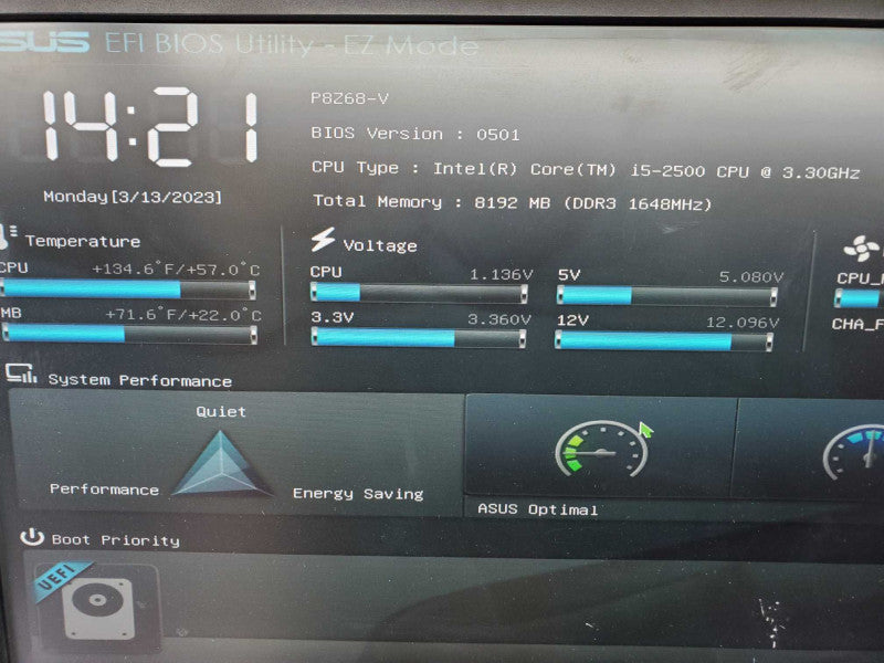 Asus P8Z68-V Core i5-2500 @ 3.3GHz 8GB DDR3-12800U (